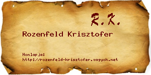 Rozenfeld Krisztofer névjegykártya